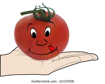 human offer a tomato