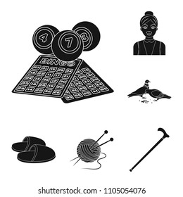 Human old age black icons in set collection for design. Pensioner, period of life vector symbol stock web illustration.