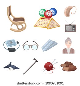 Human old age cartoon icons in set collection for design. Pensioner, period of life vector symbol stock web illustration.