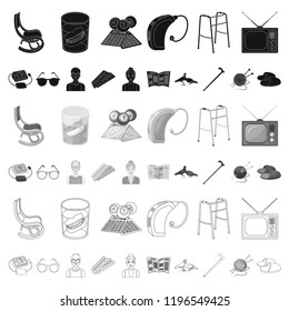 Human old age cartoon icons in set collection for design. Pensioner, period of life vector symbol stock web illustration.