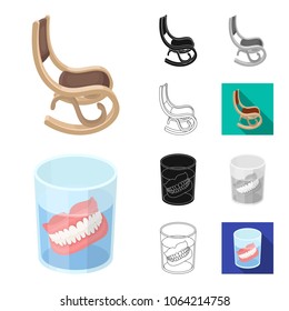 Human old age cartoon,black,flat,monochrome,outline icons in set collection for design. Pensioner, period of life vector symbol stock web illustration.