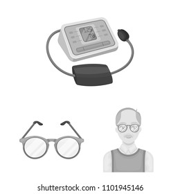Human old age monochrome icons in set collection for design. Pensioner, period of life vector symbol stock web illustration.