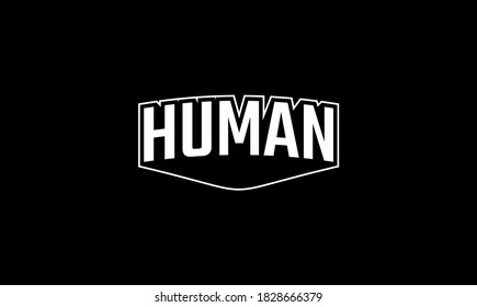 Human on black background. Human text vintage. Good for template background, t-shirt, banner, poster, etc. 