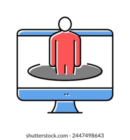 humano en la pantalla del ordenador icono de color Vector. humano en la pantalla del ordenador signo.