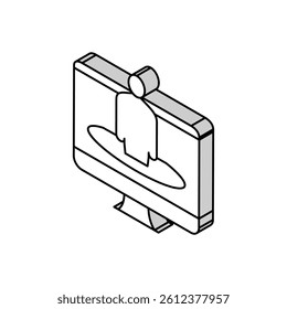 human on computer screen isometric icon vector. human on computer screen sign. isolated symbol illustration