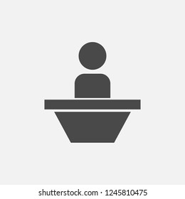 Human on podium speaker icon
