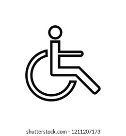 human on the wheel chair icon, vector sign, design graphic, glyph style