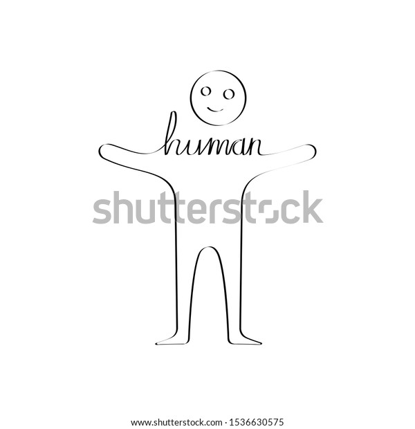 Human One Line Vector Illustration Stock Vector (Royalty Free ...