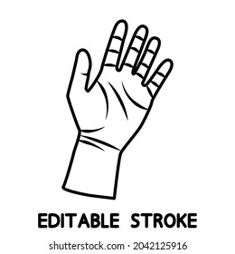 Human open hand. Linear icon. Palm hand. Vector illustration isolated on white background
