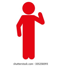 Human Opinion vector icon. Style is flat symbol, red color, rounded angles, white background.