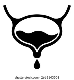 Órgano humano. Icono de la vejiga con la sombra en el fondo beige, Ilustración vectorial
