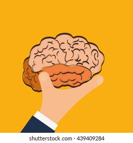 Human organ. Brain and hand  icon. vector graphic