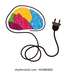Human organ concept represented by brain with plug icon. isolated and flat illustration 
