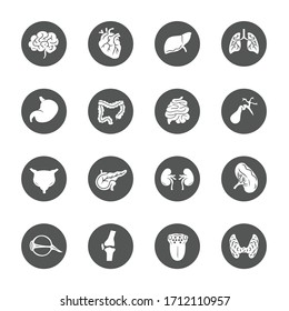 human organ icon set black circle flat design