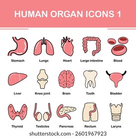 Human organ icon set collection