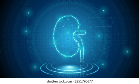 Organsystem Nierenerkrankung Erkrankungen des Gastrointestinaltrakts Transplantataustauschsystem Neuraler digitaler Hologramm Neon Glow Futuristic Triangulated Polygonal Low-Poly-Hintergrund
