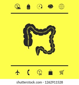 Human organ - the large intestine. Graphic elements for your design