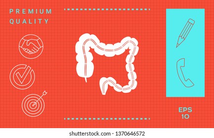 Human organ - the large intestine. Graphic elements for your design
