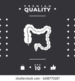 Human organ - the large intestine. Graphic elements for your design