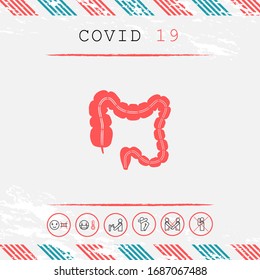 Human organ - the large intestine. Graphic elements for your design