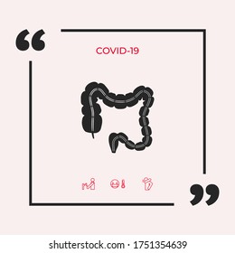 Human organ - the large intestine. Graphic elements for your design