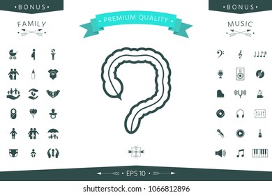 Human organ - the large intestine icon - Shutterstock ID 1066812896