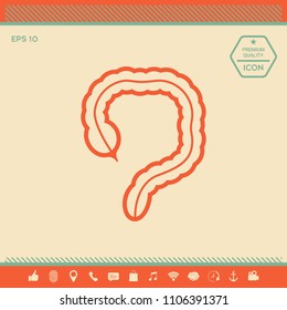 Human organ - the large intestine icon