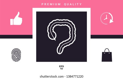 Human organ - the large intestine icon. Graphic elements for your design