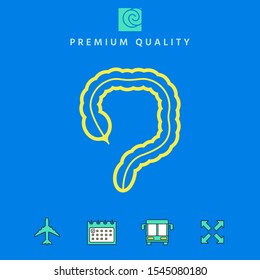 Human organ - the large intestine icon. Graphic elements for your design
