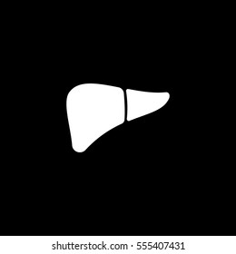 Human Organ Liver Flat Icon On Black Background