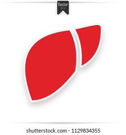 Human Organ Liver Red Flat Icon On White Background