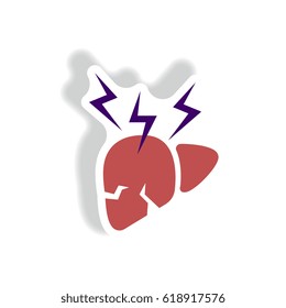 human organ liver Vector paper sticker various symptoms of Malaria on the liver