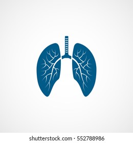 Human Organ Lung Blue Flat Icon On White Background