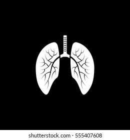 Human Organ Lung Flat Icon On Black Background