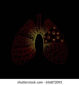 Human Organ Lung Zentangle Style