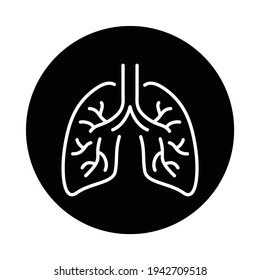 Human organ lungs black glyph icon. Sign for web page, mobile app, button, logo. Editable stroke.