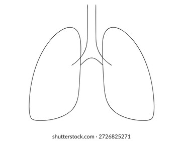 Pulmones de órganos humanos Una línea continua dibujando Vector aislado