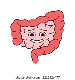 Human organ stomach color line icon. Mascot of emotions. Pictogram for web page, mobile app, promo.