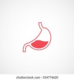 Human Organ Stomach Red Flat Icon On White Background