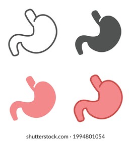 Human organ where food is digested. internal organ symbol in Digestive system anatomy. Inner Body part for medical infographic. Stomach icon. Vector illustration. Design on white background. EPS10