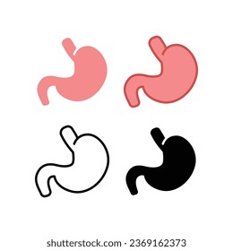 Human organ where food is digested. internal organ symbol in Digestive system anatomy. Inner Body part for medical infographic. Stomach icon. Vector illustration. Design on white background. EPS10