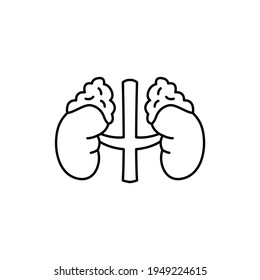 Human organs adrenal glands black line icon. Pictogram for web page, mobile app, promo. UI UX GUI design element. Editable stroke.