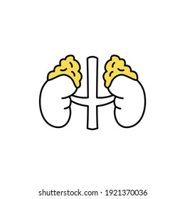 Human organs adrenal glands color line icon. Pictogram for web page, mobile app, promo. UI UX GUI design element. Editable stroke.