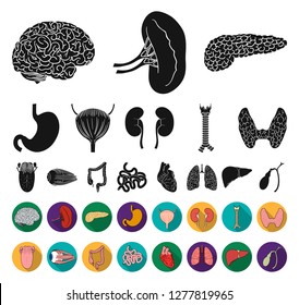 Human organs black,flat icons in set collection for design. Anatomy and internal organs vector symbol stock web illustration.