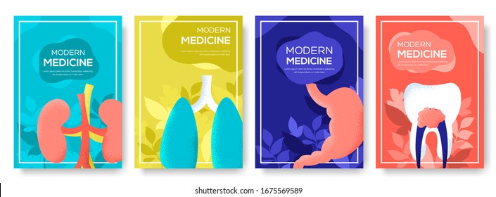 Volante de órganos humanos, banner web, ui cabezal, entrar en el sitio. Antecedentes del concepto de invitación. Ilustración de diseño página deslizante moderna. Textura del grano, efecto ruido
