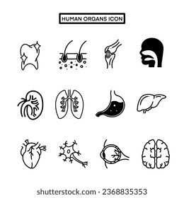 Icono de órganos humanos, icono negro verdadero