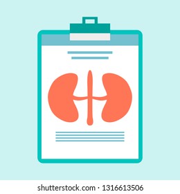 Human organs. Kidneys silhouette symbol on clipboard