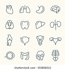 Human Organs Line Icon Set