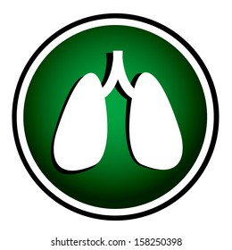 Human organs. Lungs. Round green icon