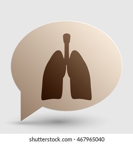 Human organs Lungs sign. Brown gradient icon on bubble with shadow.